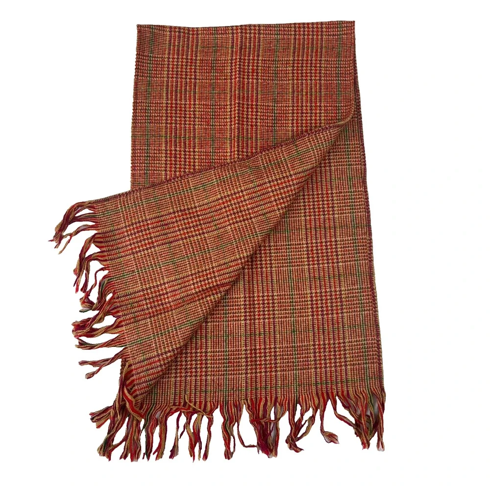 Unbranded Scarf Unisex Tweed Wool Blend Multicolor Fringe Soft Comfy